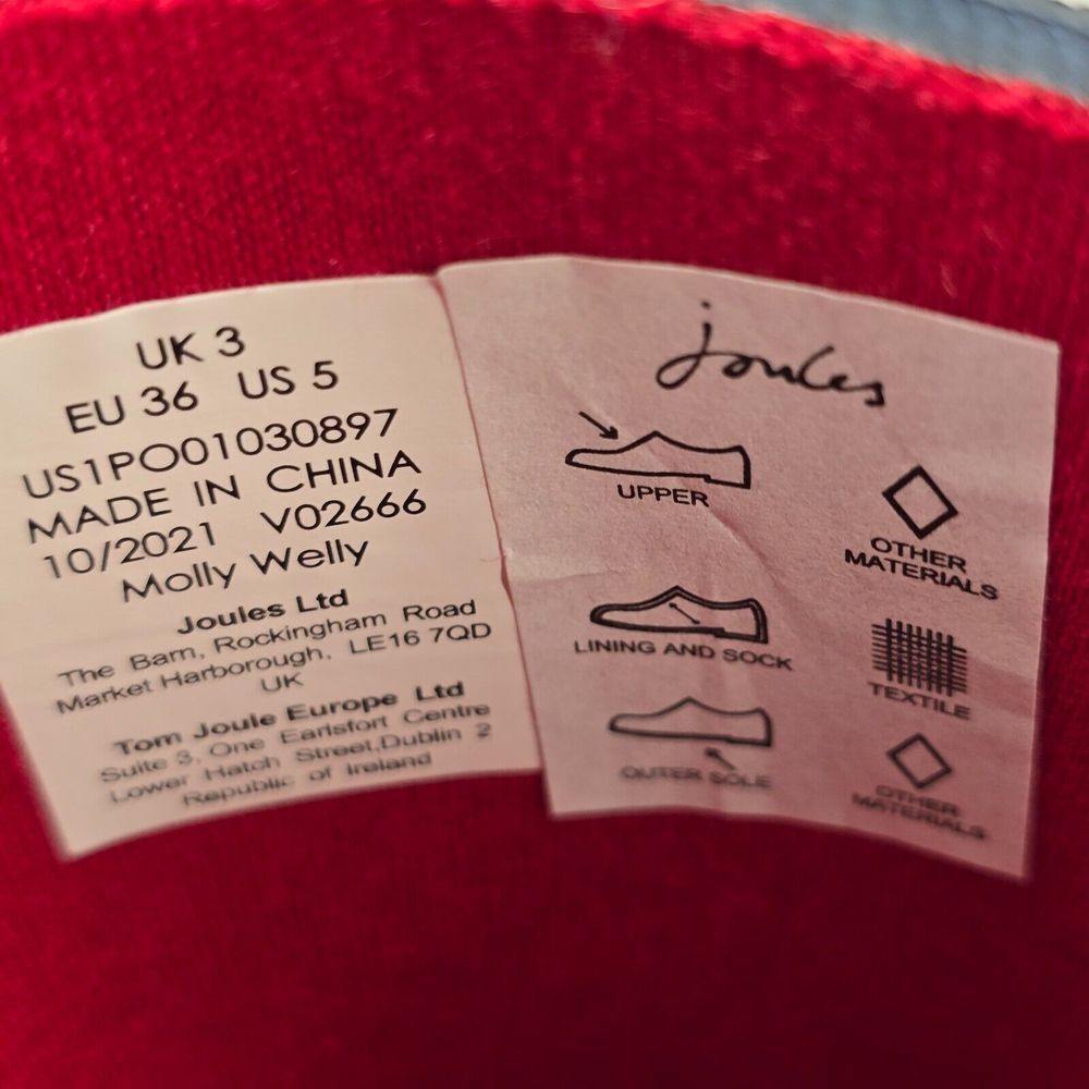 New Joules Rain Boots Mid Calf Molly Welly Blue Navy Rainbow Size US:‎ 5 UK: 3 - Picture 10 of 13